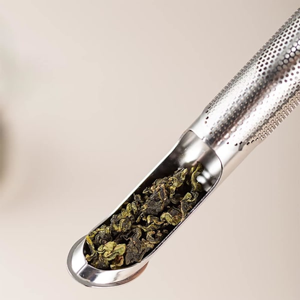Sett med 2 rustfrie te-filtre, gjenbrukbar te-diffuser, lang
