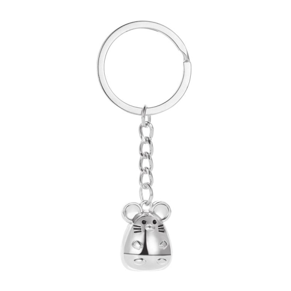 Fat Cute Mouse Keyring (sølv) - Metal Lucky Charm ideel som ZQKLA