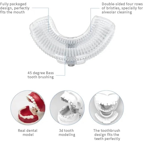 Børne U-Formet Tandbørste 2 stk., 360 Graders Rundt U-Formet Tandbørste, ZQKLA
