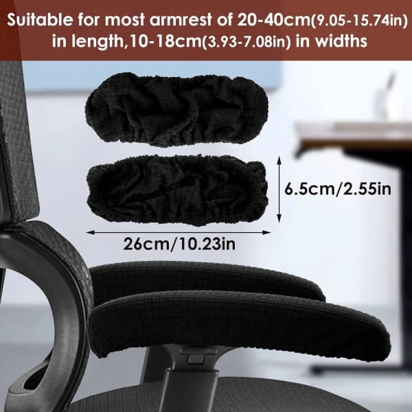 2 Kontorsstolar Armstödsöverdrag, Stretch Polyester Skyddande Kontorsstolsöverdrag avlastar armbågskompl.