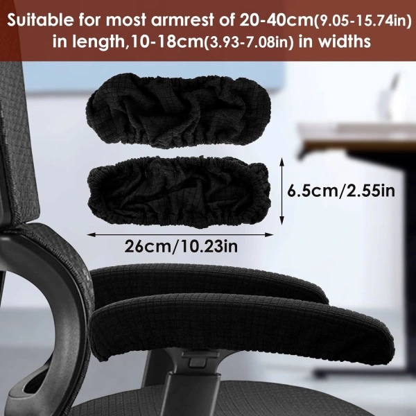 2 Kontorstol Armstøttetrekk, Stretch Polyester Beskyttende Kontorstolstrekk Lindrer Albuesmerter