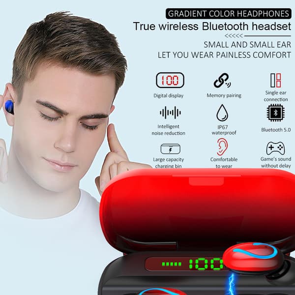 （Röd）Trådlöst headset mini Bluetooth sport headset, ZQKLA