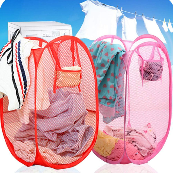 Sammenfoldelig mesh-vasketøjskurv til soveværelse, børneværelse, college, ZQKLA