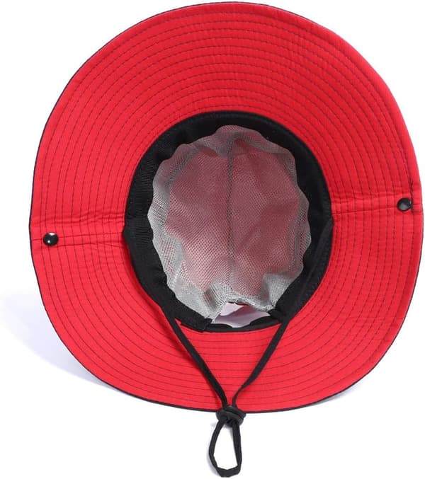 Lysende Rød Dame Solhat Bred Skygge Bucket Mesh Buni Hat Udendørs