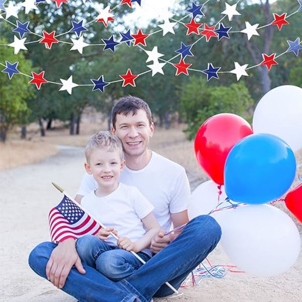 8 Strenger Patriotiske Stjerne Streamers Banner Garland for 4. juli, ZQKLA