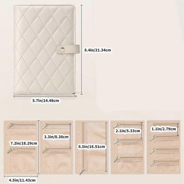 Pölytiivis matkakorujen järjestelykirja sormuksille, korvakoruille ja kaulakoruille Tyylikkäät läpinäkyvät sivut Lippujen säilytysalbumit Beige Beige