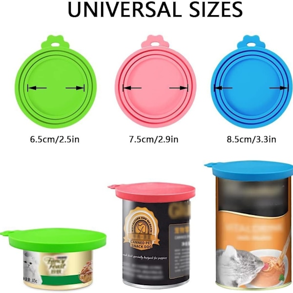 3-pack Universala Burkläpp för Djurfoder Säkra/Silikon Hund&