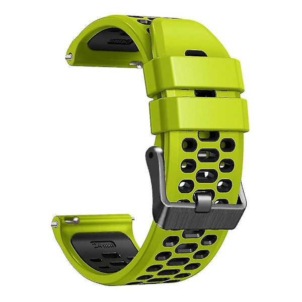 Til Suunto 7 / 9 / 9 Baro Dobbelt-farvet Silikon Urrem 24mm Multi-hul Design Hurtigudløsning Håndledsrem, Lime Sort