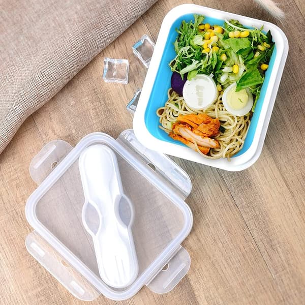 Lunchlåda i silikon med sked och gaffel, Bento Box, Col, ZQKLA