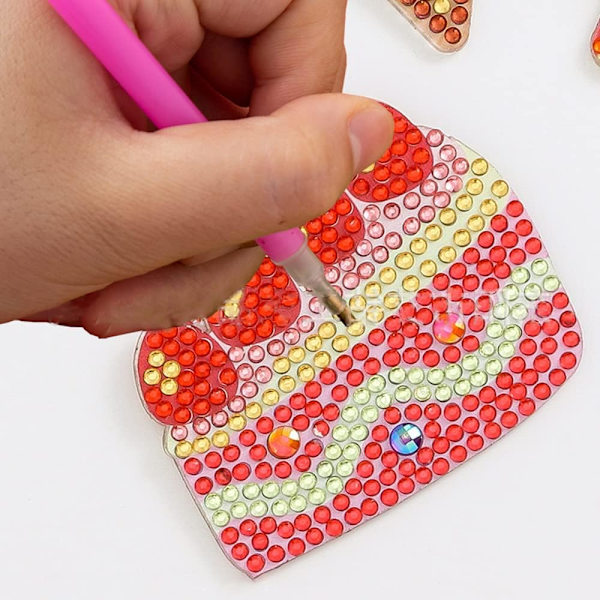 5 Stykker Diamantmalingssett for Barn Nøkkelring Kunst Håndverk DIY