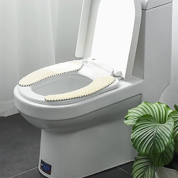 2 Par Toiletklap-Dæksler i Blødt, Varmt og Tykt Polstret Materiale, Skridsikker, ZQKLA