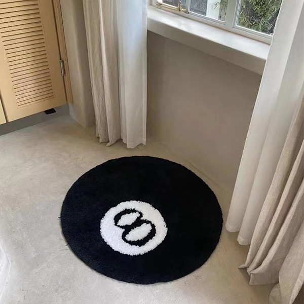 S-JIANG Simuleret Billard 8 Ball Måt Rund Tuftet Bløde Stole sortB 80*80cm
