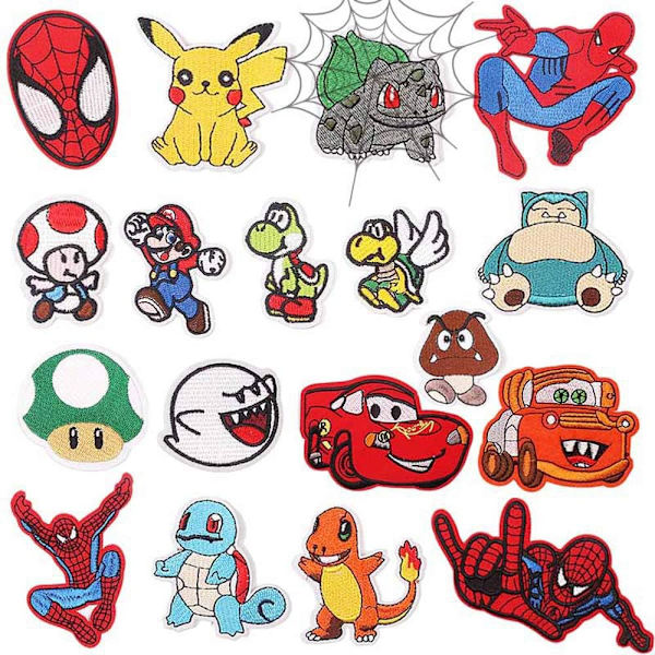Parti med 18 stk. strygemærker til tøj, Spider Man Chil, ZQKLA