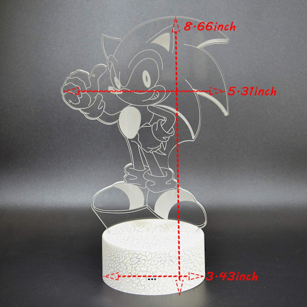 Sonic The Hedgehog 3D LED Bordlampe Nattlys Leselampe, ZQKLA