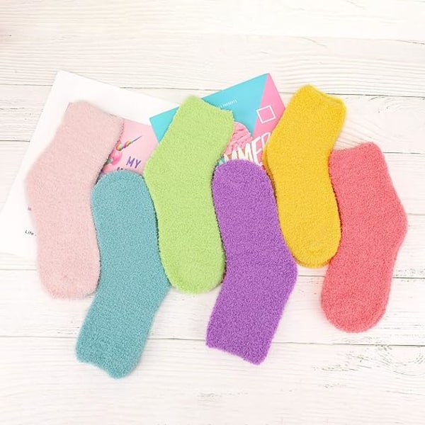 6 Par Damsockor i Fleece, Damsockor för Vinter, Toffelsockor