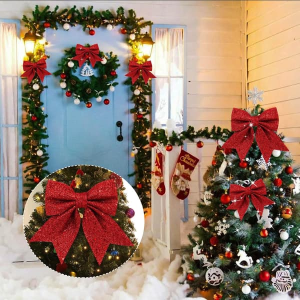 5 stk Glitrende Julebuer, Store Julebuer, Glitrende Buer
