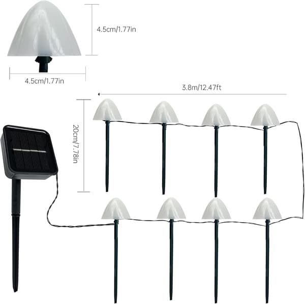 Udendørs Solcelle Lysstreng, 12 LED Solcelle Svampelys, 8,ZQKLA