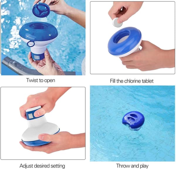 5 tommer flydende klor dispenser til pool, spa, boblebad (B,ZQKLA)