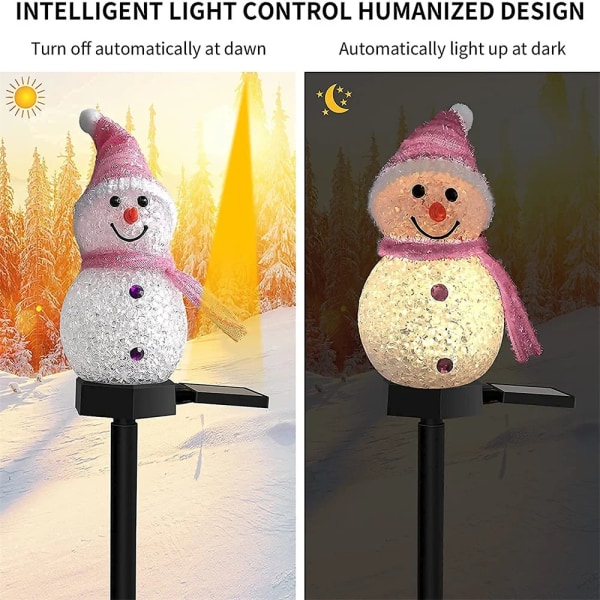 4 Pack Solar juledekoration Snowman Stake Lights Vand, ZQKLA