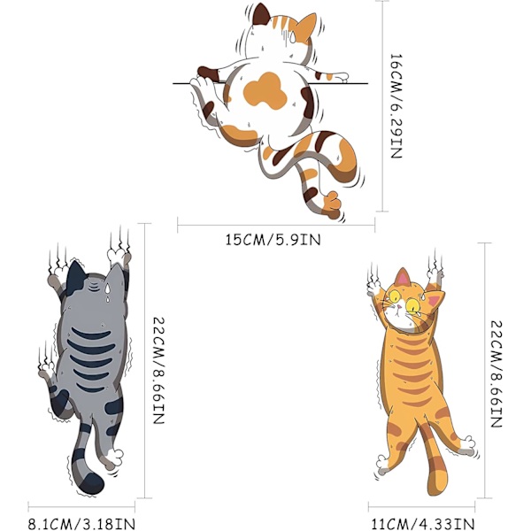 Katt Bilklistremerke, 3 Stykker 3D Katt Bilklistremerker, Katt Mønster C,ZQKLA