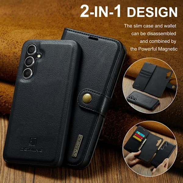 DG MING Samsung A56 5G 2-i-1 Magnetisk Pung Etui - Sort Sort, su