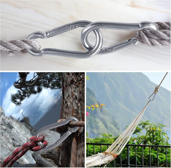 Stærke 304 Rustfrit Stål Karabiner til Udendørs, Camping, ZQKLA