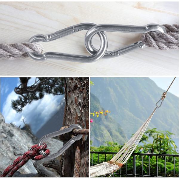 Tunga Karabiner i 304 Rostfritt Stål för Utomhus, Camping, ZQKLA