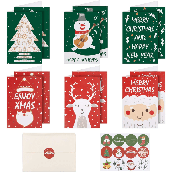 24-pack DIY-julpresentkort, anpassningsbar julhälsning