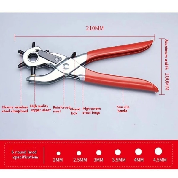 Revolving Punch Plier Kit Läder Set för bälten W,ZQKLA