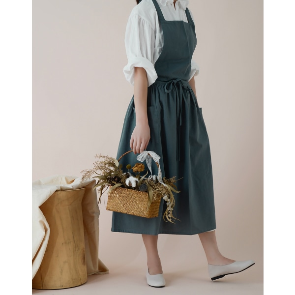 Kvinnor Förkläden Japansk stil Cross Strap Haklapp Enfärgad Cott,ZQKLA
