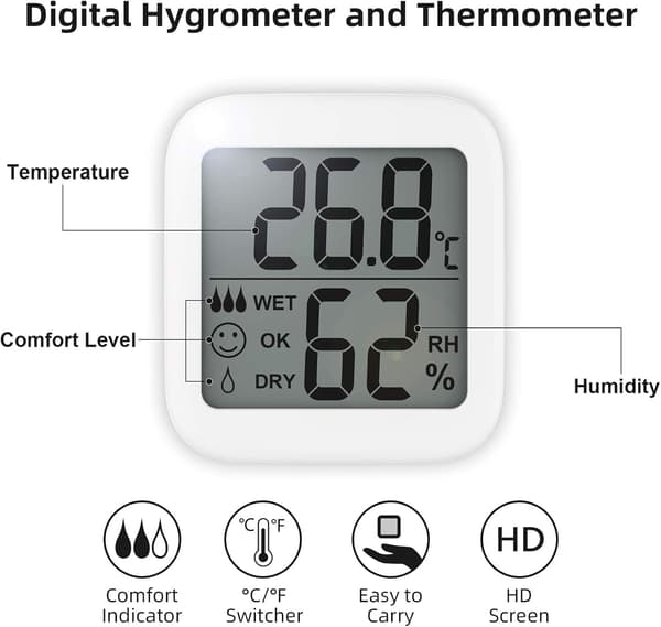 Digital Hygrometer Indendørs Termometer Rumtermometer og H,ZQKLA