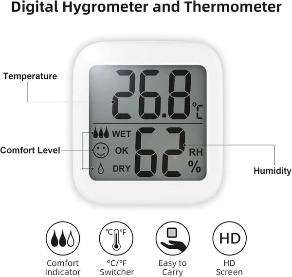 Digitalt Hygrometer Innendørs Termometer Romtermometer og H,ZQKLA