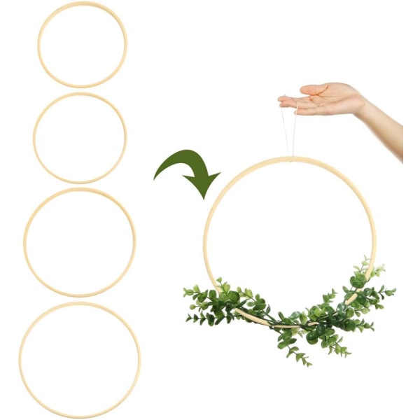 8 bambu ringar 4 storlekar för Macrame träblommiga ringar och B,ZQKLA
