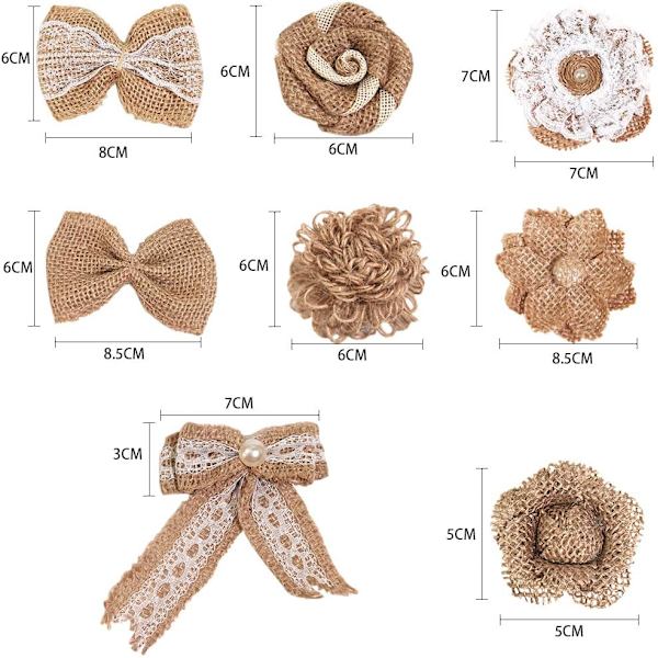 24 stycken säckvävsflugor DIY Jutefluga Retro Burla,ZQKLA