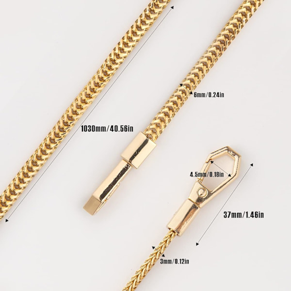 Väska Kedja 103cm Guld Handtags Ersättningskedja med Swivel C