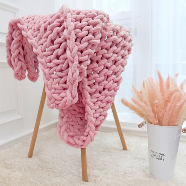 100 X 100Cm Håndlavet Grov Uld Vævet Tæppe Chenille Stic, ZQKLA