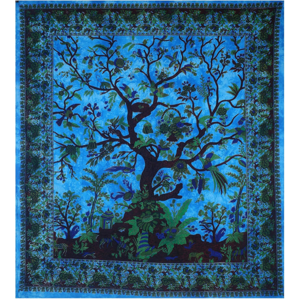 Tapestry Turkos Tree of Life Vägghängande Psychedelic Tap, ZQKLA