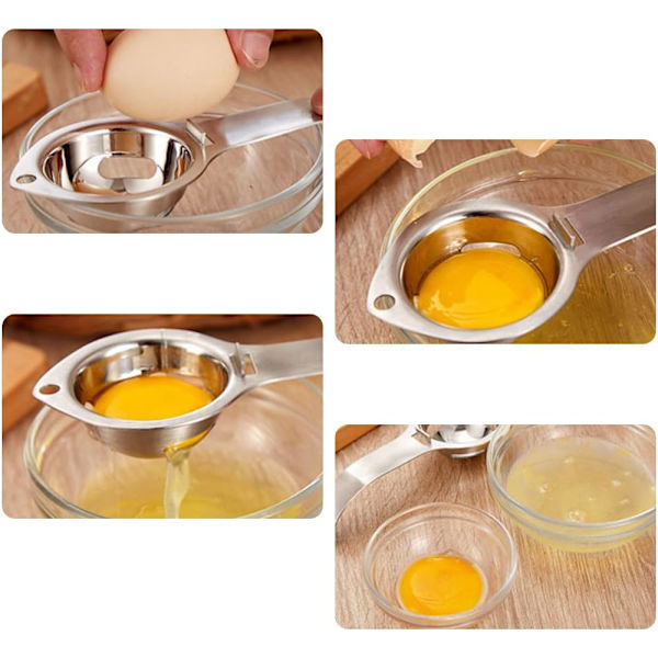 Eggseparator i rustfritt stål, kjøkkenredskap for eggeplomme og eggehvite, ZQKLA