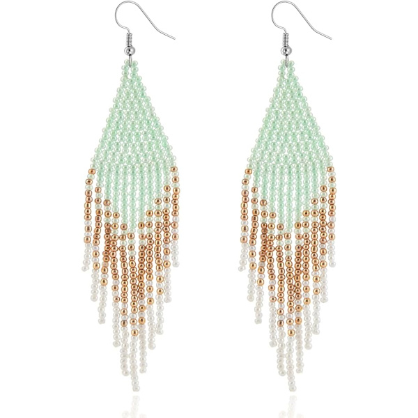 （Babyblå）Native Pärl-Tofsörhängen Boho - Handgjorda Se,ZQKLA