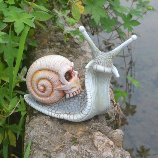1-Pakke Skjelett Snegle Hodeskalle Skulptur Gotisk Hage Hjem Dekorasjon, ZQKLA
