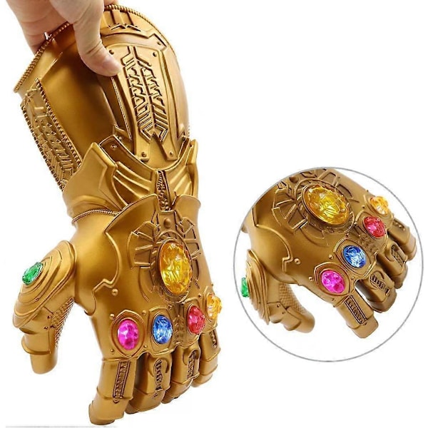 LED Lysende Infinity Gauntlet Thanos Handsker med Aftagelige Magnetiske Infinity Sten