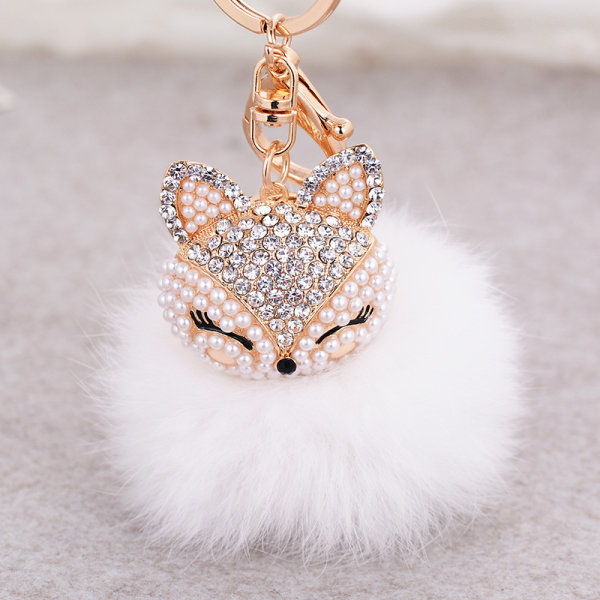 Fox Nøkkelring (Hvit) Drill Rhinestone Pendant Dusk Decorati, ZQKLA