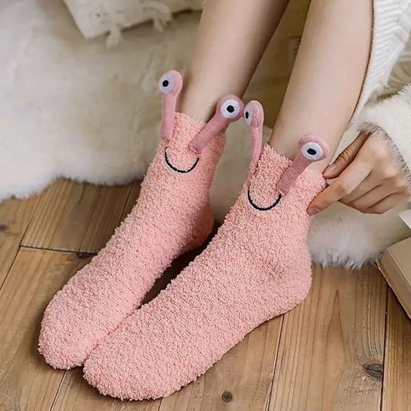 6 Par Fuzzy Socks Korall Fleece Snigelformade Varma Golv Candy Co