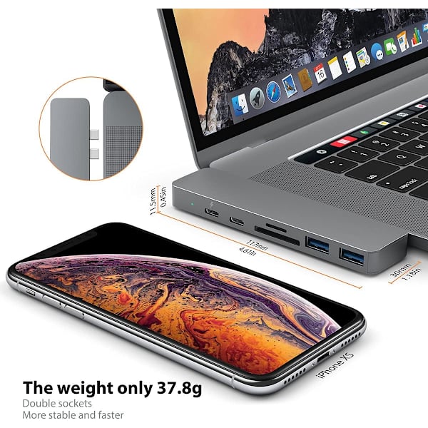 USB-C -sovitin MacBook Pro/Air 13\" 15\" 16\", 7-in-1 USB-C - HDMI, ZQKLA