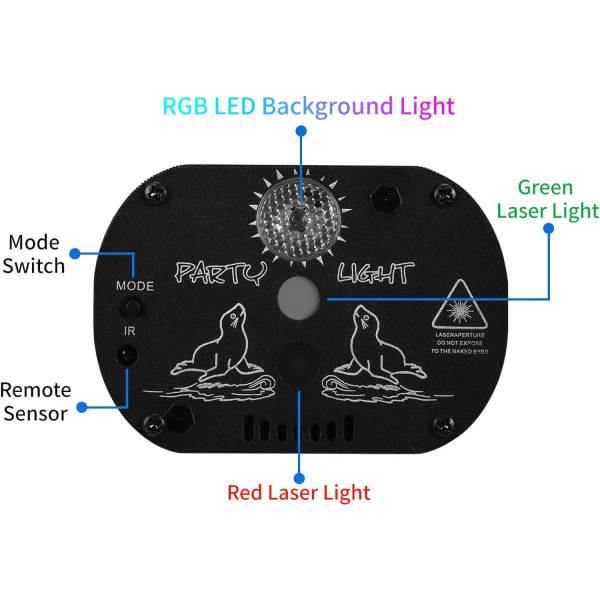 Disco scene party lys, stemme styret laser lys RGB flash s