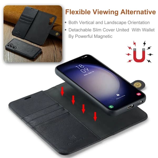 DG MING Samsung S25 2-i-1 Magnetisk Pung Etui - Sort Sort,su