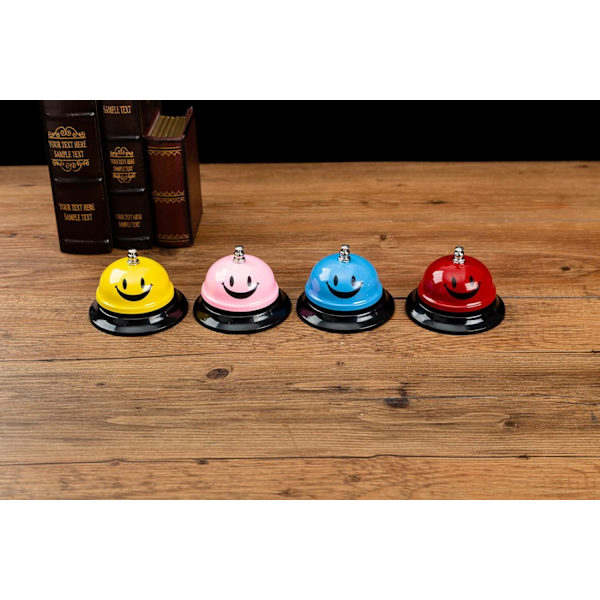 Klocka för att kalla på hjälp, 8,5 cm i diameter, metallklocka, blått smiley-ansikte, ZQKLA