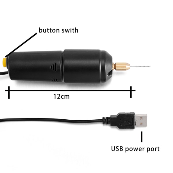 Mini Elektrisk Borr Bärbar USB-Borr med 3 st Bits Hantverk Rotar