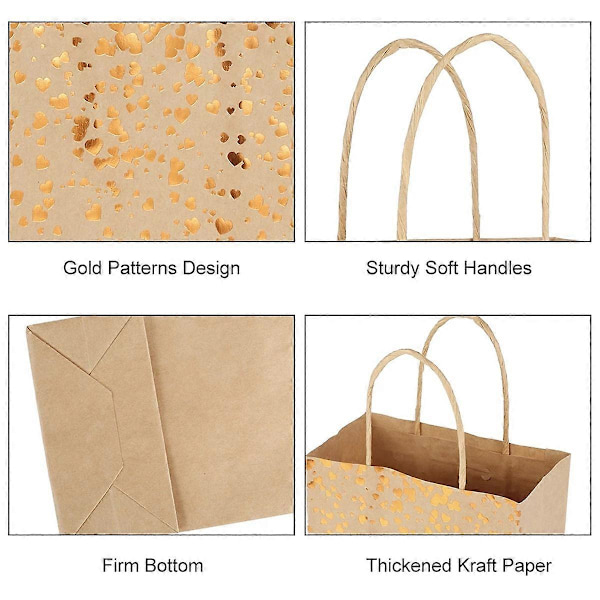 25 st Papperpåsar Kraft Presentpåsar för Jul Födelsedag Bröllop Firande Godis Kex Förpackningspåsar A