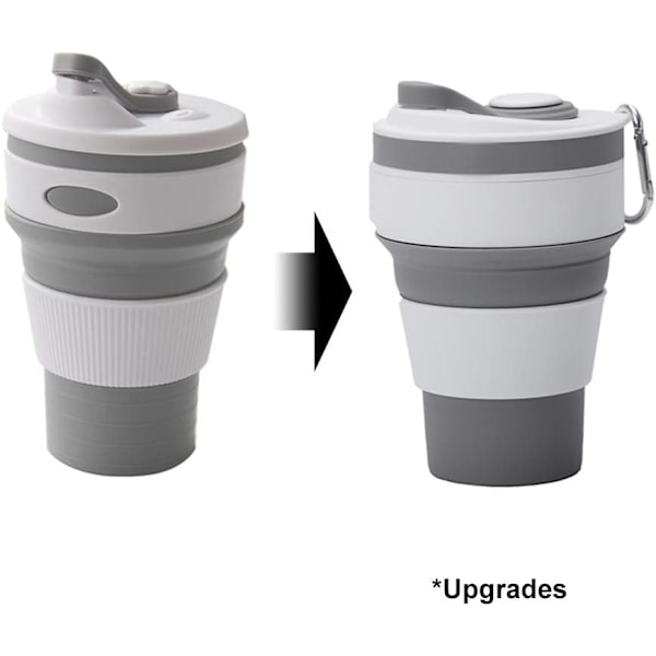 Hopfällbar Kaffemugg (Grå), Återanvändbar Kaffemugg 350ML Port, ZQKLA